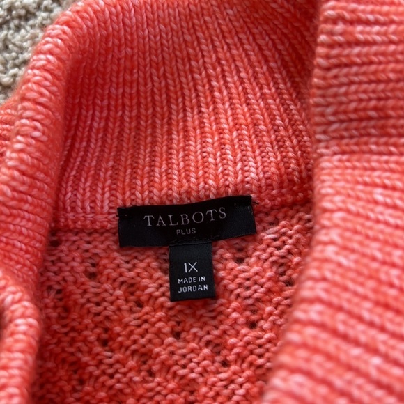 Talbots plus 1X orange mock neck knit sweater. - Picture 5 of 9